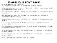 Cd of 10 Machine Applique Fonts (10 SETS) script,swirl,childlike fonts