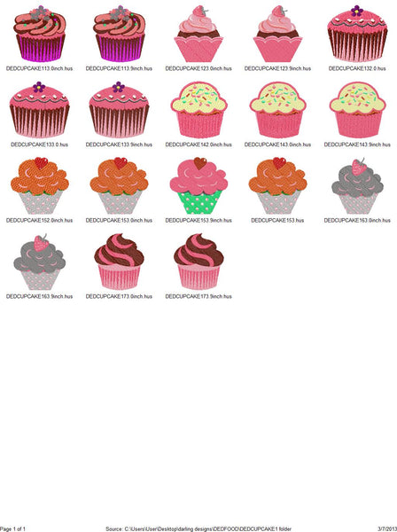 Pretty cupcake machine embroidery design pack