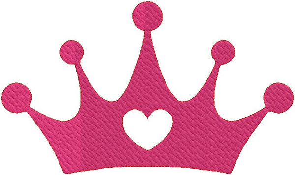 Heart crown machine embroidery design