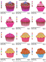 Pretty cupcake machine embroidery design pack