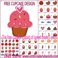 Cupcake 1 Free Machine Embroidery